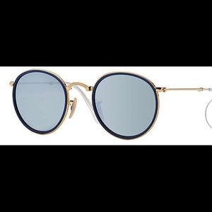 Ray Ban Blue Mirror Lens round sunglasses